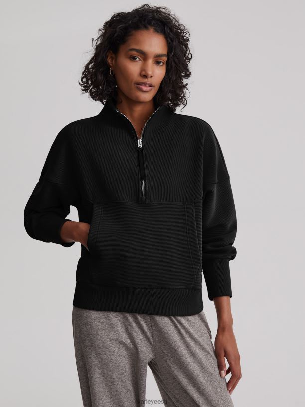 Varley acadia pooltõmblukuga pullover naised XVDD0L202 must kehakate